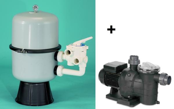 Filter Schwimm technologie, durch. 400 mm, mit Seitenventil 1 1/2" + Wasserpumpe 8 m³/h, 230V(beständig gegen Salzwasser)